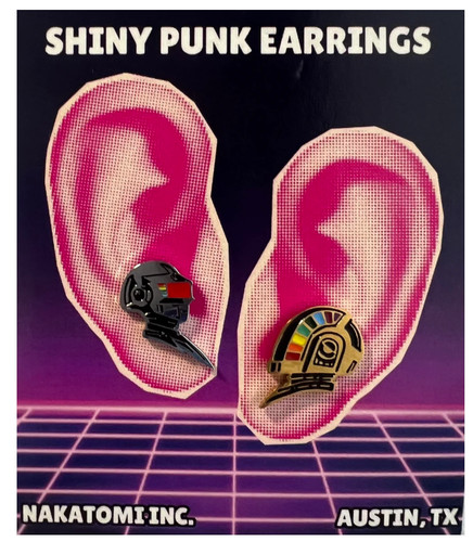 Daft punk earrings shiny - punk,